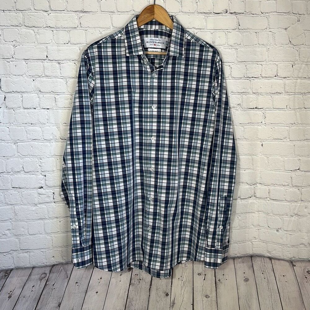 Mizzen + Main Leeward Collection XL Trim‎ Fit Athletic Dress Shirt 4 way Stretch